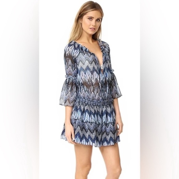 RED CARTER Indigo Blues Chiffon Beach Coverup Tunic - Picture 4 of 15